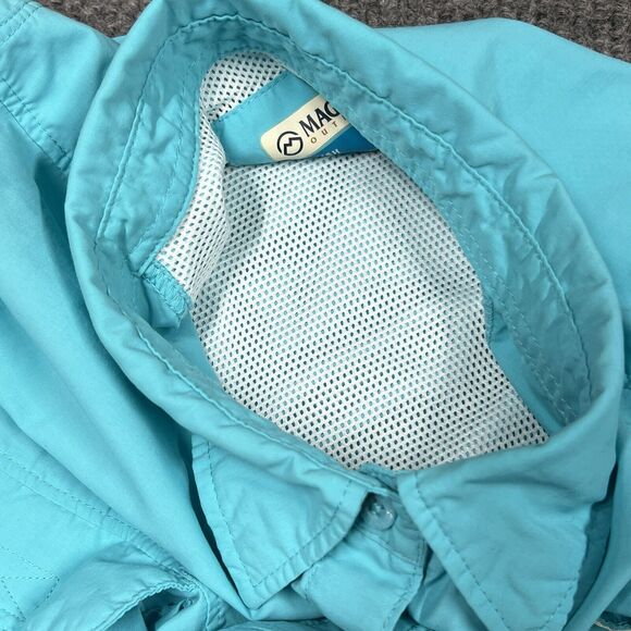 VTG Magellan Fish Gear Shirt Mens 2XL Aqua Blue Vented‎ Moisture Wicking Relaxed - Picture 8 of 16